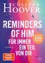 Texte: "REMINDERS OF HIM", "FÜR IMMER EIN TEIL VON DIR", "AB MÄRZ 2026 IM KINO", "SPIEGEL Bestseller-Autorin".  
Bunte Farbverläufe und fliegende Vögel., Buch