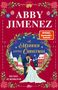 "COVER TO BE REVEALED", Abby Jimenez, "A Married Little Christmas", "Drei Dates bis Weihnachten", dtv-Logo. Schwarz-weiß Design.
