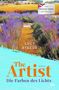 "LUCY STEEDS, The Artist, Die Farben des Lichts, dtv." Bunte Illustration einer Landschaft mit violetten und goldenen Feldern.