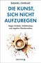 "DIE KUNST, SICH NICHT AUFZUREGEN" in Blau, mit Kaffeetasse und Klecksen unten. Autor: Daniel Chidiac. Logo: ARISTON.