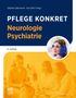 "PFLEGE KONKRET Neurologie Psychiatrie 8. Auflage" und ein Bild mit blaugekleideten Personen in einer medizinischen Umgebung., Buch