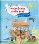 „Meine bunte Arche Noah“ und „Steckfiguren-Spaß“ zeigt eine Arche mit Tieren wie Eisbären und Tiger, Sonne und Bäume., Buch