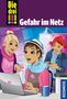 "Die drei !!! Gefahr im Netz." Drei Mädchen: eines mit Laptop, eines mit Handy, alle in farbenfroher Kleidung., Buch