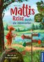 "Mattis Reise durch die Jahreszeiten" von Miriam Fritz. Eine Maus mit Rucksack steht an einem Wegweiser vor einer Flusslandschaft., Buch