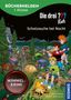 "Die drei ??? Kids - Schatzsuche bei Nacht; BÜCHERHELDEN 1. Klasse. Lagerfeuer, Zelte, Kinder beim Campen, fröhliche Atmosphäre."