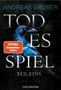 „Andreas Gruber: Todes Spiel, Teil Eins, Thriller.“ Ein blauer Rabe vor schwarzem Hintergrund., Buch