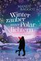 "Winterzauber unter Polarlichtern" von Mandy Baggot. Silhouette eines Paares vor verschneiter Berglandschaft und Polarlichtern., Buch