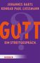 „Johannes Hartl, Konrad Paul Liessmann: Gott? Ein Streitgespräch.“ Orange Schrift auf lila Hintergrund., Buch