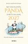 „Mit dem kleinen Panda durch das Jahr 2027“. Illustration: Ein Panda blickt am Wasser auf einen Schmetterling.