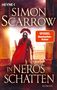 Titel: "In Neros Schatten", Autor: Simon Scarrow, Label: "SPIEGEL Bestseller-Autor". Römischer Soldat mit rotem Umhang., Buch