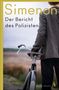 "Simenon: Der Bericht des Polizisten. Roman - Atlantik." Ein Mann steht mit einem Fahrrad in einer ländlichen Gegend., Buch