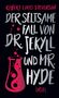 "Robert Louis Stevenson: Der seltsame Fall von Dr. Jekyll und Mr. Hyde" in großen Buchstaben, mit Reagenzglas-Illustration., Buch