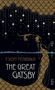 Titel: "F. Scott Fitzgerald, The Great Gatsby, Insel". Art-déco-Illustration einer eleganten Frau unter Sternen.