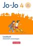 „Jo-Jo 4 Lesen intensiv trainieren. Lesebuch. Arbeitsheft Lesestrategien.“ Zwei Kinder und ein Hund rennen., Buch