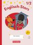„Englisch-Stars 1/2“ und „Hier trainiert“. Illustration mit Hund, Soldat und britischem Thema., Buch
