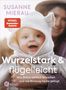 „Wurzelstark & flügelleicht“, Baby in gestrickter Mütze, lächelt. Rechts lächelt eine Person im Hintergrund.