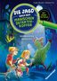„Die Jagd nach dem magischen Detektiv-Koffer“, „Hühnerdieb gesucht!“ Zwei Kinder und Tiere folgen einer großen Hühnerfigur.