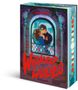 Texte: "Anna Knopf", "Wicked Wolves", "Ravensburger". Illustration zeigt Paar auf einem Balkon, umrahmt von Wolfsstatuen., Buch