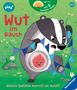 "Wut im Bauch", "Welche Gefühle kennst du auch?", Logo "play+" oben links. Illustration: Dachs mit wütendem Gesicht., Buch
