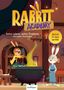 „RABBIT ACADEMY“, „Keine Lehrer, keine Probleme“, „Jetzt als TV-Serie bei KiKA“. Zwei Hasen bei einem großen Kessel.