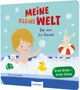 "MEINE KLEINE WELT: Bei mir zu Hause" über einem Kind mit Spielzeug im Schaumbad.