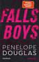 „SPIEGEL Bestseller-Autorin“ und „Falls Boys“ in großen Buchstaben auf dem Cover eines Buches, dunkler Hintergrund.