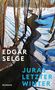 Titel: "Juras letzter Winter" von Edgar Selge. Mischtechnik-Gemälde von einem verschneiten Wald mit einem Bach., Buch