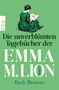 Text: "Die unverblümten Tagebücher der EMMA M. LION Band 1" von Beth Brower. Illustration: Frau in grünem Kleid liest.