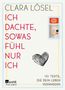 "ICH DACHTE, SOWAS FÜHL NUR ICH" in Rot. Fingerabdruck in Herzform, blau-gelber Rahmen, kleine Buchabbildung oben rechts., Buch