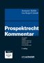 Text: "Prospektrecht Kommentar, 5. Auflage, Digital, Bei juris und Otto Schmidt online." Dunkelblauer Hintergrund, weiß-blauer Text., Buch