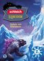 "schleich Eldrador", "Gefahr am Eisvulkan", "THiLO", "ERSTLESER 2. KLASSE". Illustration: Zwei Monster auf Eisvulkan.