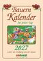 "Bauern Kalender für jeden Tag 2027. Leben im Einklang mit der Natur. südwest KALENDER." Illustration einer ländlichen Szene.