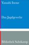 "Yasushi Inoue", "Das Jagdgewehr", "Bibliothek Suhrkamp". Farben: Blau, Grau. Klarer, minimalistischer Stil.