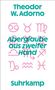 "Theodor W. Adorno, Aberglaube aus zweiter Hand, Suhrkamp." Rosa astrologische Symbole, grüner Text.