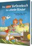 Titel: "Das neue Vorlesebuch für starke Kinder". Autoren: Kirsten Boie, Ralph Caspers, Otfried Preußler u.a. Illustration von Kindern im Bett, ein Hund liegt davor.