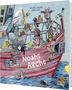 Texte: "Noahs Arche", "KIM FUPZ AAKESON", "SIGNE KJÆR".  
Illustration: Tiere auf einem Boot auf dem Wasser., Buch