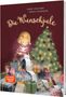 „Die Wunschjule“ von Sabine Bohlmann und Miriam Eisenbacher, Mädchen schreibt Wunschzettel vor Weihnachtsbaum., Buch