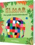 "ELMAR Das große Geschichtenbuch" David McKee. Ein bunter Patchwork-Elefant, umgeben von bunten Blättern.