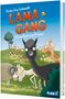 Titel: "Die Lama Gang: (K)ein Bock auf Drama". Drei Lamas und ein Schaf stehen auf einer Wiese, im Hintergrund ein Pferd., Buch