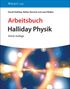 "Arbeitsbuch Halliday Physik Vierte Auflage" steht auf einem bunten Hintergrund mit Lichtkreisen.