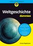 Text: "Weltgeschichte für dummies", "Christa Pöppelmann". Abbildung: Globus mit blauer Tönung, kontrastreiches Design.