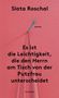 Text: "Slata Roschal. Es ist die Leichtigkeit, die den Herrn am Tisch von der Putzfrau unterscheidet. Claassen." Ein roter Stoff mit Nadel., Buch