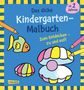 "Das dicke Kindergarten-Malbuch", "Zum Entdecken – zu und auf!", "ab 2 Jahren". Illustration: Muscheln, Fisch, Buntstifte., Buch