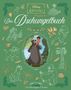 "Disney Deluxe – Das Dschungelbuch. Illustration von Balu, einem großen Bären, und Mowgli im Dschungel. Umgeben von Tierzeichnungen.", Buch