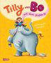 "Tilly und Bo mit dem großen Po" ist oben zu lesen. Ein Kind reitet auf einem fröhlichen Elefanten., Buch