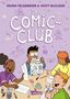 "Raina Telgemeier & Scott McCloud, Der Comic-Club." Kinder zeichnen und lachen an einem Tisch. Comic-Seiten werden gezeigt.
