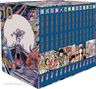 Box-Set der Manga-Reihe "One Piece" von Eiichiro Oda, Bände 91-104. Bunte, detailreiche Illustrationen der Charaktere., Buch