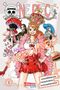 "One Piece Novel Heroines." Fünf lebhafte Figuren in bunten Outfits, zentral steht eine Frau mit Krone und pinkem Mantel., Buch