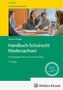"Handbuch Schulrecht Niedersachsen, Praxishandbuch für den schulischen Alltag, 3. Auflage." Vier Personen diskutieren am Tisch.