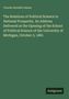 Weißer Text auf grünem Hintergrund: "The Relations of Political Science... October 3, 1881". Unten rechts steht "Antigonos".